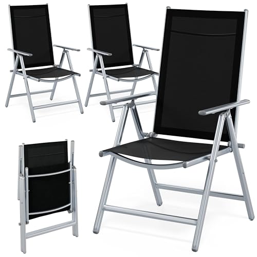 Casaria® Gartenstühle 4er Set Hochlehner Klappbar 8-Fach Verstellbar Camping Stuhl Aluminium Wetterfest Klappstuhl 120kg Belastbarkeit Garten Balkon