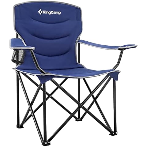 KingCamp Campingstuhl Faltbar bis 136kg Belastbar Angelstuhl Campingsessel Gepolster Faltstuhl Leicht mit Armlehne Kleines Packmaß Cover