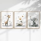 Generisch 3er Dschungel Poster-Set fürs Babyzimmer A4 A3 - 