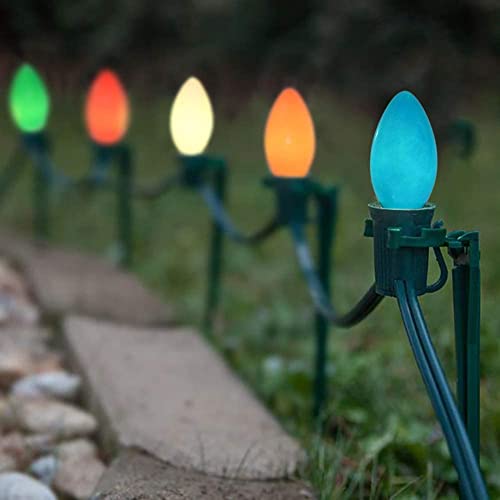 Image of C7 LED Multicolor Christmas Lights Outdoor,25Ft Vintage Christmas String Lights with 27 C7 LED Multicolor Shatterproof Bulbs, Hanging Christmas Outdoor Lights for Xmas Tree Patio Party Roofline Garden