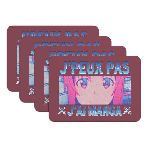 Set de table Manga Asuna lot de 4 grands dessous de table rouge