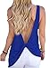 Famulily Women's Sexy Sleeveless Open Back Shirt Knotted Tank Top (Small, Blue)