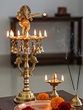 Brass Ganesh Ganesha Oil Lamp | Home Decor | Brass Diya | Brass Deepam | Brass Lamps | Kuthu Vilakku | Lamps for Home and Office - 16.5