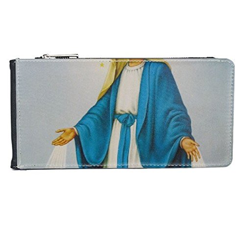 DIYthinker Women's Religion Christianity World Famous Landmark Classical Oil Painting La Virgen Maria Art Design Illustration Pattern Multi-Card Faux Leather Rectangle Wallet Card Purse