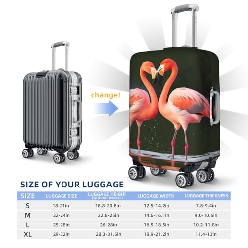 Travel Luggage Cover Suitcase Protector Elastic Washable Pink Flamingos Kiss in The Lake Suitcase Cover Anti-scratch Spandex Baggage Covers Fits 18-32 Inch Luggage2