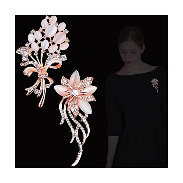 2 Pieces Corsage Brooches Pin for Women, Bridal Classy Wedding Crystal Bouquet Corsage for Women Girls Costume Accessory(White) - Image 7