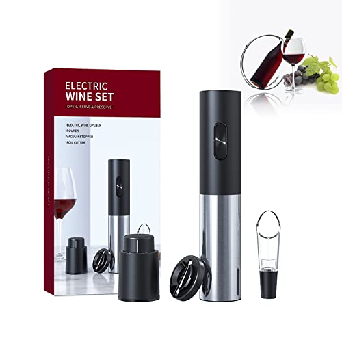 Sacacorchos Eléctrico,Sacacorchos Vino Eléctrico Automático Profesional,con Cortador de Papel, Vertedor, Tapón de Vacío, Abrelatas de Vino Set para Fiestas, cenas y Bodas(Baterías no incluidas) Cover