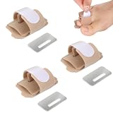 ROLKUFA 3 Pezzi Raddrizza Dita Piedi in nylon, con piastra in alluminio e velcro regolabile, lavabile e riutilizzabile, per uomo e donna, per tutte le dita, colore carne