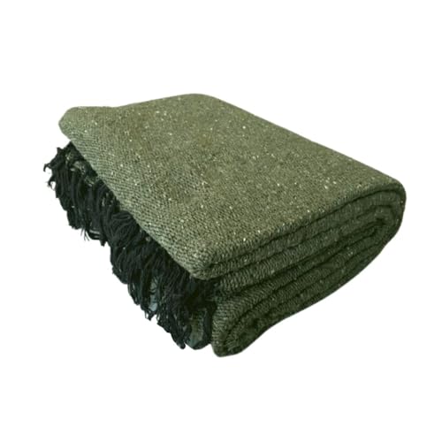 Open Road Goods Handmade Solid Color Yoga Blanket - Thick Mexican Blanket or Throw - Made for Yoga! (Olive Green)