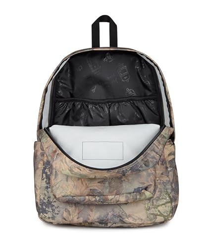 Image of JanSport SuperBreak Plus Backpack with Padded 15-inch Laptop Sleeve and Integrated Bottle Pocket - Spacious and Durable Daypack for Work and Travel, Bogcore Camo Brown /Lt Brn /Dk Green