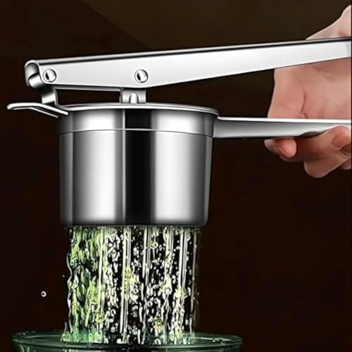 QueeningetS304ステンレス鋼製野菜果物ジューサー手押し式野菜水切り器水分絞り器易握省力設計家庭料理・業務用調理器具野菜水分絞りに最適