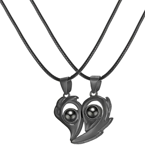 Colar Magnético Duplo Para Casal Namorados De Coração 100 Idiomas Eu Te Amo Pra Casais Demonstração