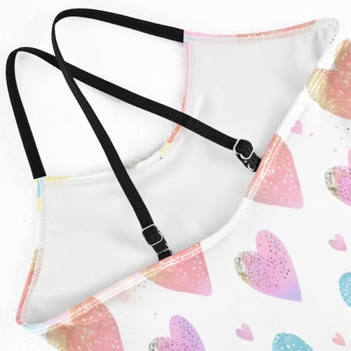 Girl's One Piece Swimsuit Rainbow Glitter Hearts Beach Bathing Swimwear4