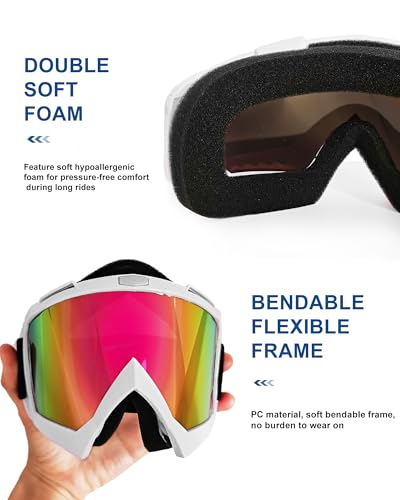 Image of 2Pcs Dirt Bike Goggles Motocross Motorcycle ATV Riding Dustproof Windproof Off Road Racing MX Four Wheeler Goggles