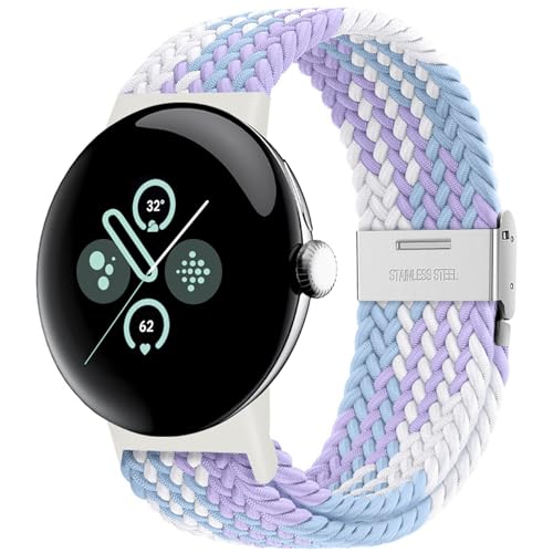 Eiavike Stretchy Braided Bands Compatible with Google Pixel Watch 4 3 2 1 41mm/45mm Adjustable Elastic Nylon Woven Breathable Sport Loop Straps for Pixel Watch 41 45 MM Wristbands Women Men