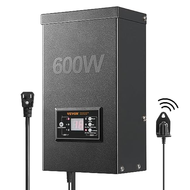 VEVOR 600W Landscape Transformer, Timer & Photocell Sensor Equipped, Weatherproof Outdoor Lighting Converter, 120V AC to 12V/14V AC, Ideal for Exterior, Spotlight, Pathway,ETL