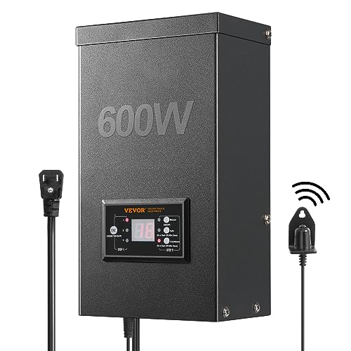 Image of VEVOR 600W Landscape Transformer, Timer & Photocell Sensor Equipped, Weatherproof Outdoor Lighting Converter, 120V AC to 12V /14V AC, Ideal for Exterior, Spotlight, Pathway,ETL