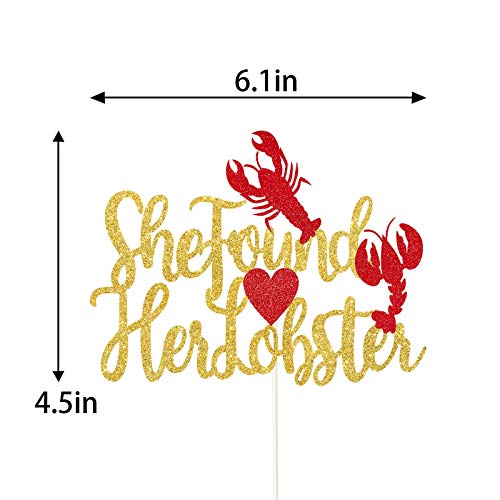Gold Glitter She Found Her Lobster Cake Topper, Friends Theme Bachelorette, Friends Bridal Shower, Friends Theme Wedding Party Decoration Supplies #TOP1
