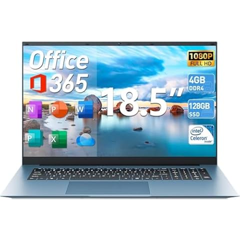 Naclud 18.5 Inch Laptop, 4GB RAM 128GB EMMC, Gray | Windows 11, Laptops for Student, Celeron N5095 Quad-Core Cover