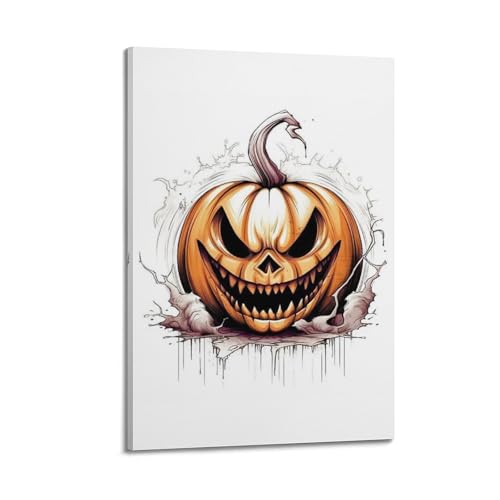 Poster d'Halloween citrouille lanterne toile déco murale chambre 40x60