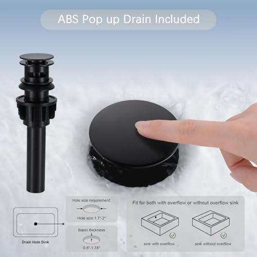 HGN Widespread Bathroom Faucet 3 Hole 8 inch Bathroom Sink Faucet with Pull Down Sprayer Pull Out Bathroom Faucet with Pop-Up Drain 2 Handle Black Bathroom Faucet