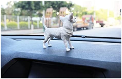 LYDWYX Decorative Statue Sculpture Statue Ornaments Sculptures Simulation Animal Model Chihuahua Car Crafts Dog Ornaments Collection Chihuahua Standing White
