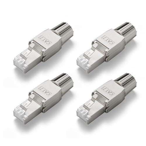 VCELINK Connecteur RJ45 sans Outil Cat7 Blindé, Support PoE, 4 Pièces