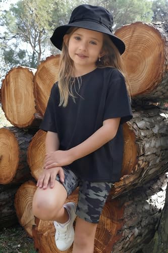 Image of Arshiner Girls Clothes Summer 2 Piece Outfits Drop Shoulder T-Shirts and Biker Shorts Kids Fashion Clothing Sets