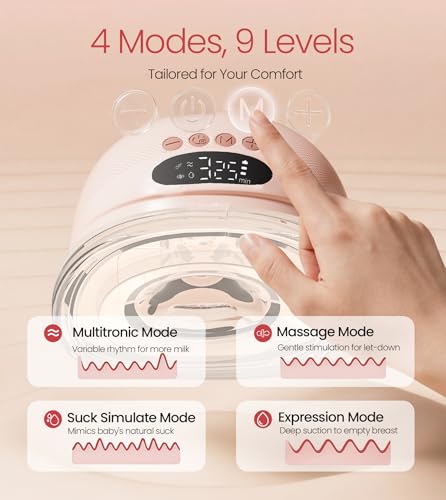 Image of NCVI Wearable Breast Pump Hands Free, Double Electric Pump for Working Moms with Strong Suction, 4 Modes 9 Levels, 180min Battery for All Day Office & Travel Use, 19 /21 /24mm Flange, <40dB Quiet