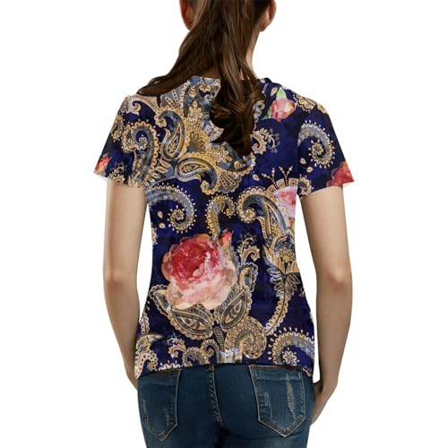 Paisley Flowers Classic Short-Sleeve Crew Neck All Over Print T-Shirt4