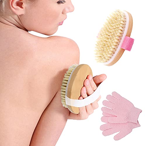 Körperbürste,Badebürste Massagebürste Natürliche Borsten Peelingbürste Trockenbürste zum Entfernen Abgestorbener Haut Verbesserung der Blutzirkulation und Lymphfunktionen Cover
