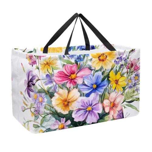 Bolsa de compras reutilizable para comestibles, plegable, bolsa de compras lavable, se mantiene vertical para picnic y camping, coches de carreras coloridos en la pista de carreras, Multicolor 04,