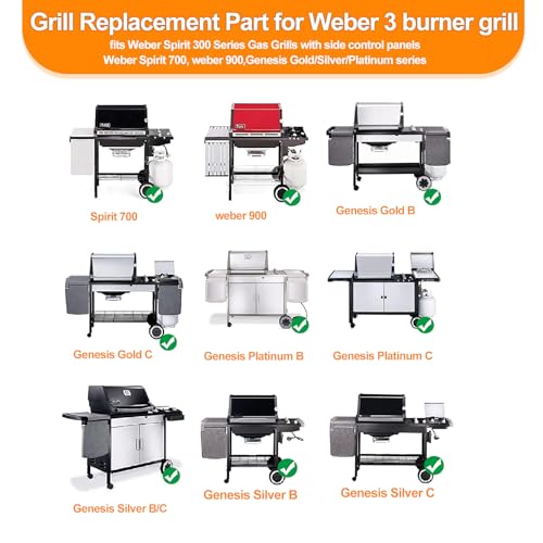 SafBbcue Grill Parts Kits for Weber Spirit 300 700 900 Genesis Silver/Gold B/C Gas Grills,7536 Flavorizer Bars&65945 Burner Tube& 7508 Igniter for Weber Spirit Genesis E310 with Side Mounted Control