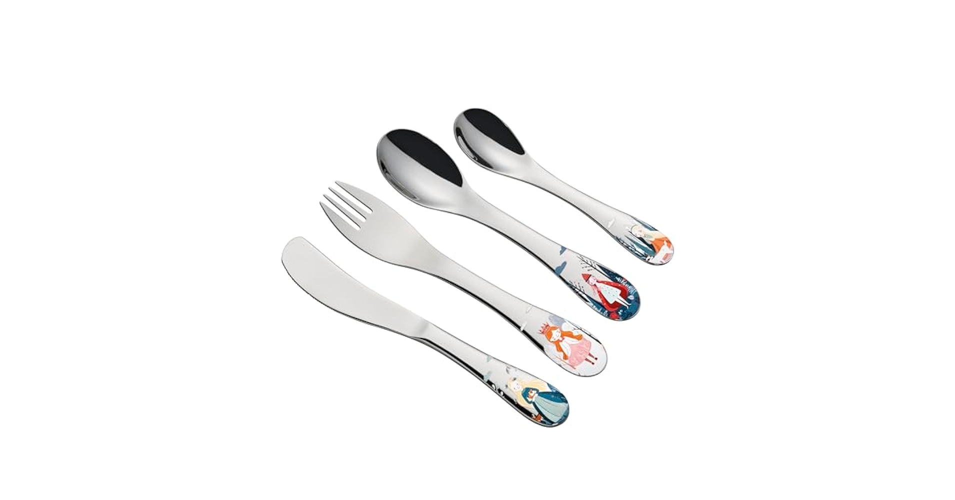 Cilio Posate Per Bambini FOREST | 4 Pezzi | Acciaio Inox | Forma Ergonomica | Coltello Per Bambini 21 Cm, Forchetta Per Bambini 21 Cm, Cucchiaio Per