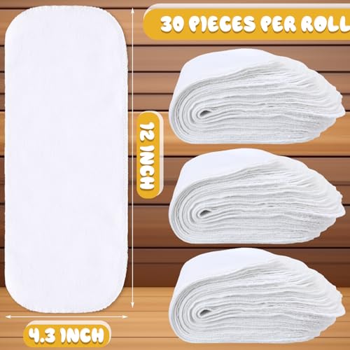 Image of FuWeave 30 Pack Reusable Toilet Paper No Tear Bidet Towels, White | Washable 11.8 inch x 4.3 inch Cotton Flannel Family Cloth Wipes with Snaps, Paperless Roll for Bathroom, Travel, Cleaning and Drying