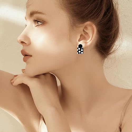 70s 80s Vintage Polka Dot Alloy Square Dangle Drop Earrings Simplicity Geometry Spot Stud Earrings For Women4