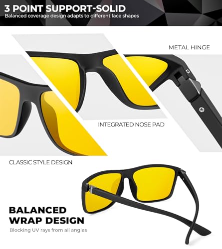 Image of KALIYADI Sunglasses for Mens Polarized-Sunglasses: Men Sun Glasses with UV400 Protection for Driving Fishing Golf