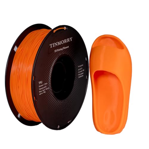TINMORRY TPU Filament 1.75mm, TPU 95A Flexible 3D Printer Filament with Glossy Finish, Suitable for Most FDM 3D Printers, 1kg Spool (2.2 lbs), Orange