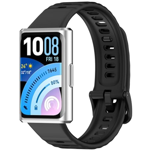 TenCloud Strap Compatible with Huawei Band 11/Band 11 Pro Smartwatch Adjustable Silicone Wristband Replacement (Black)