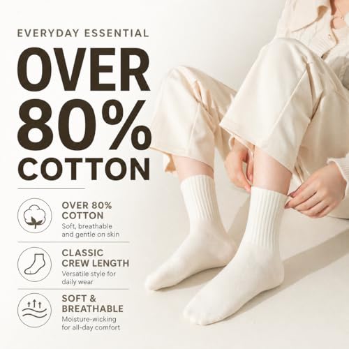 Image of 5 /6 pairs crew socks for womens, organic cotton socks women,Casual thin Socks and Breathable Crew Socks 5-9