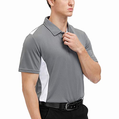 Men's Classic Fit Short Sleeve Solid Soft Golf Polo Shirt 12177 Gray, M