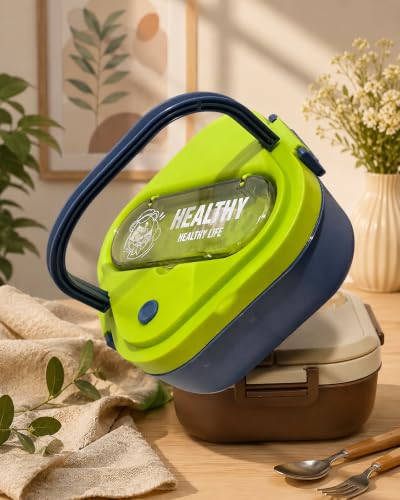 Image of MYSTIFY Bento Lunch Box with Spoon and Fork, 3-Compartment