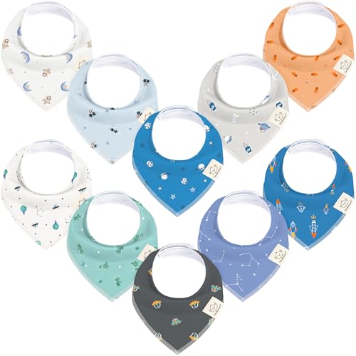 Image of KeaBabies 10pk Organic Baby Bandana Bibs for Drooling and Teething (Cosmo)