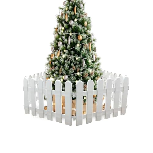 4 Stück weißer Weihnachtsbaum Kunststoffzaun Gelten Garten, Bauernhof, Hochzeit, Party, Dekoration, Gartenzaun, Lattenzaun, Zierzaun, Rasenkante (eine Packung à 200 cm gesamt)