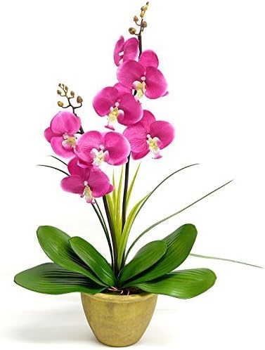 2ndfloor Ledフラワー Orchid 胡蝶蘭 造花 パープル 賜物 7輪 光るフェイクグリーン