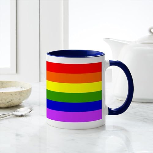 Taza de cerámica CafePress con bandera Rainbow Pride 11 oz miniatura 6