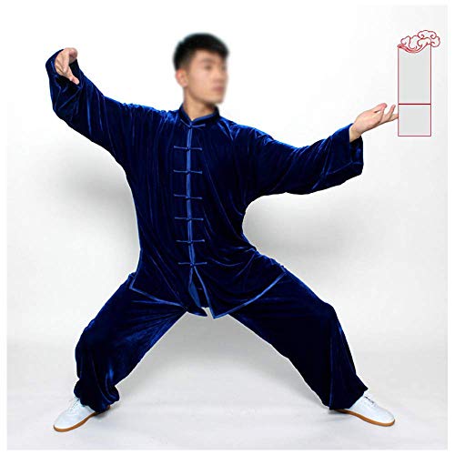 SENNIAN Ropa Tradicional China De Tai Chi, Uniforme De Bruce Lee Kung Fu Ropa China De Tai Chi, Traje De Artes Marciales, Manga Larga De Algodón,Blue-L
