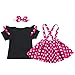 IBTOM CASTLE Infant Toddler Newborn Polka Dot Mini Summer Birthday Skirt Set Christening Baptism Sleepwear Father's day Mother's Day Children's Day Gift for Photo Shoot Hot Pink+black 9-12 Months