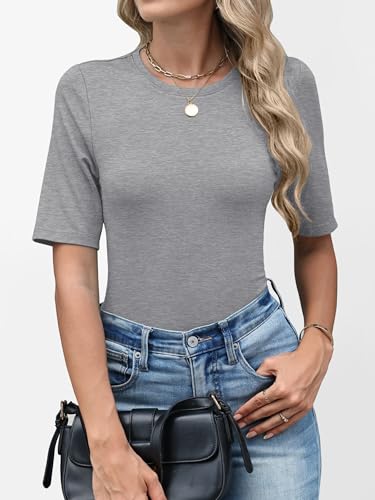Image of ANRABESS Womens Half Sleeve Tops Crewneck Shirts Basic Fit Work Tee