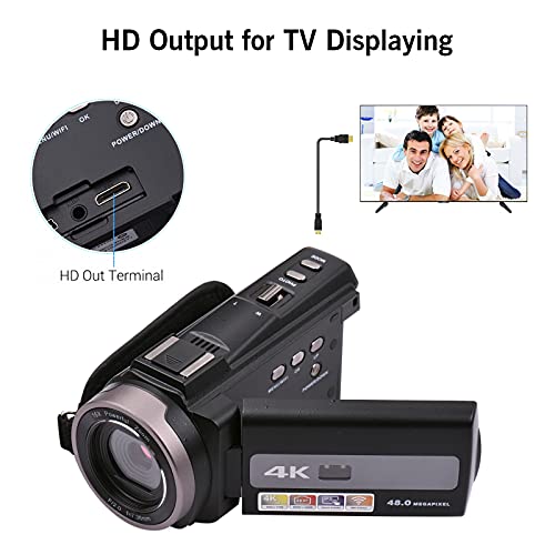 Funien 4K 60FPS Ultra HD Digitale Videokamera DV-Camcorder 48MP 16X Zoom 3-Zoll drehbarer LCD-Touchsn WiFi-Sharing IR… – Bild 4